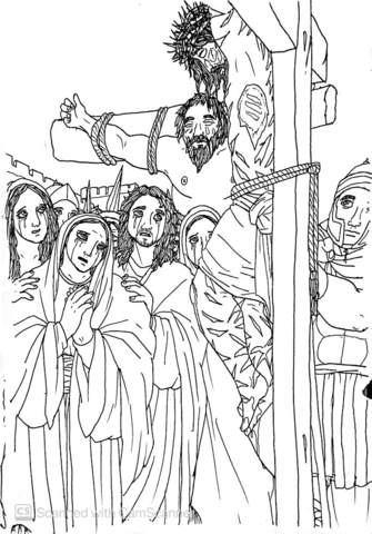 Jesus Entrusts Mary His Mother To His Apostle John Coloring Page